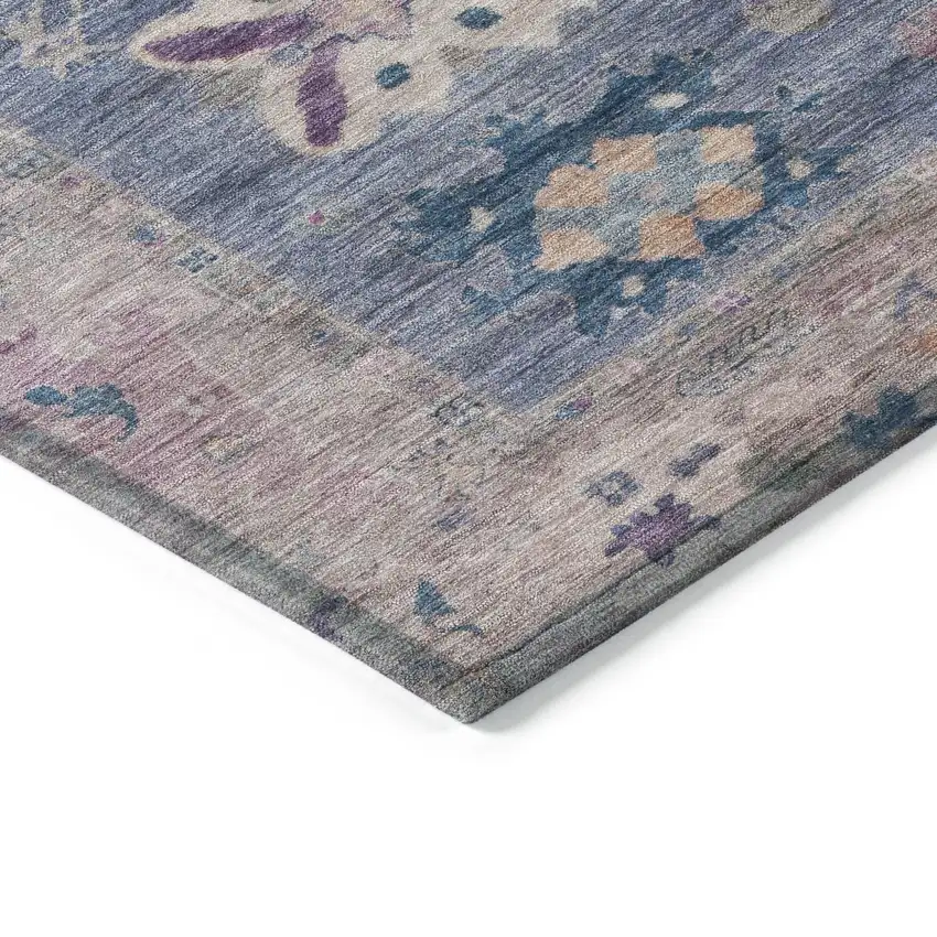 Blue And Purple Tribal Washable Indoor Outdoor Area Rug Photo 7