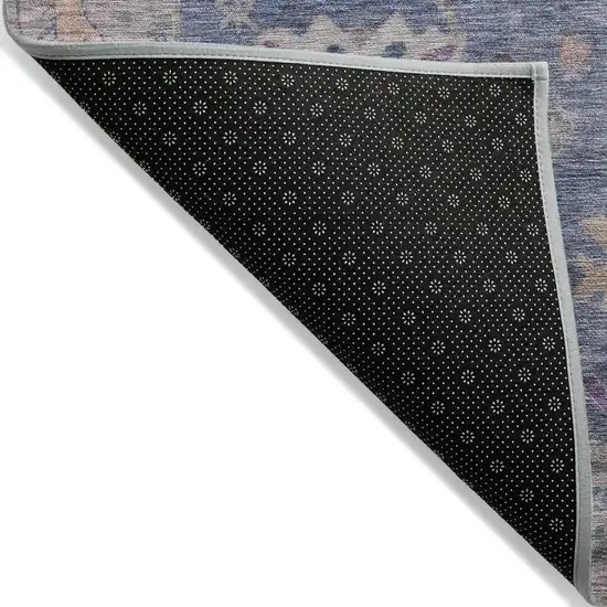 Blue And Purple Tribal Washable Indoor Outdoor Area Rug Photo 9