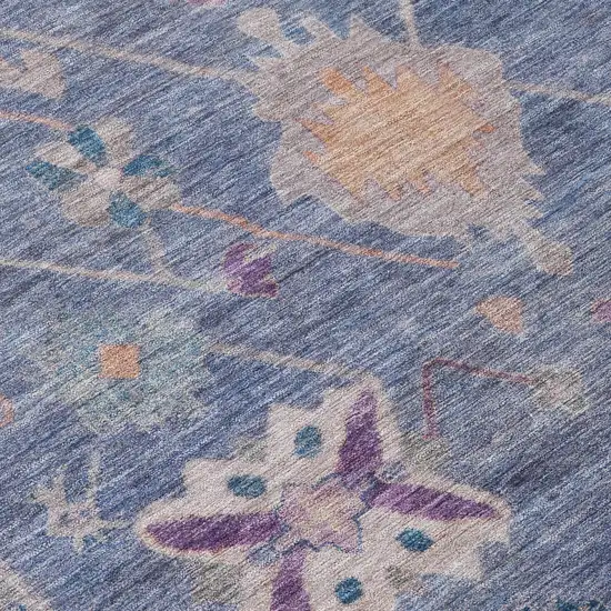 Blue And Purple Tribal Washable Indoor Outdoor Area Rug Photo 9