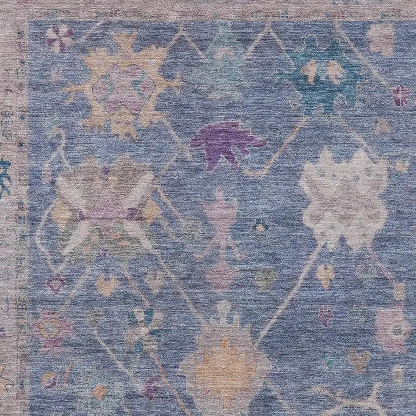 Blue And Purple Tribal Washable Indoor Outdoor Area Rug Photo 4