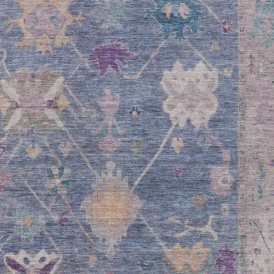 Blue And Purple Tribal Washable Indoor Outdoor Area Rug Photo 3