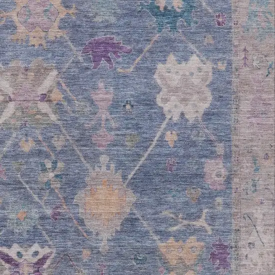 Blue And Purple Tribal Washable Indoor Outdoor Area Rug Photo 4