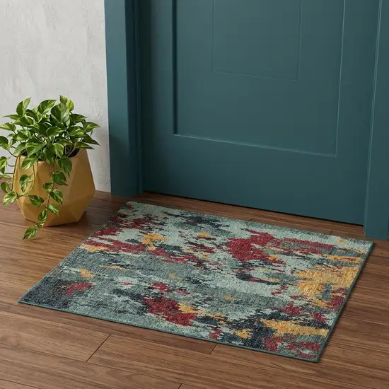 Blue Abstract Power Loom Area Rug Photo 1