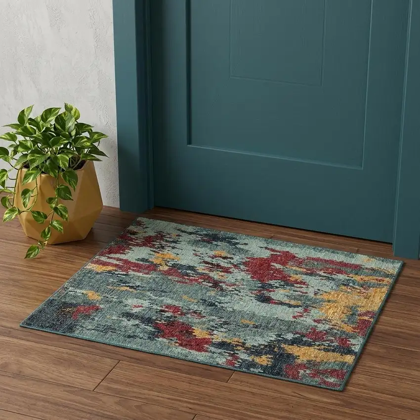 Blue Abstract Power Loom Area Rug Photo 1
