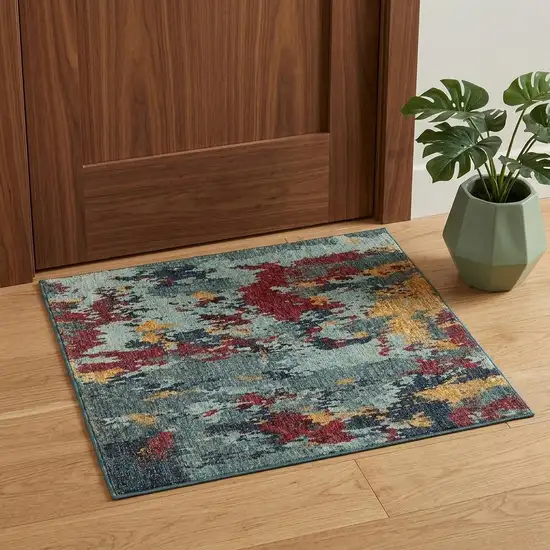 Blue Abstract Power Loom Area Rug Photo 1
