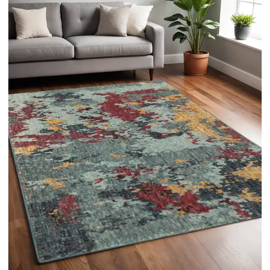 Blue Abstract Power Loom Area Rug Photo 1