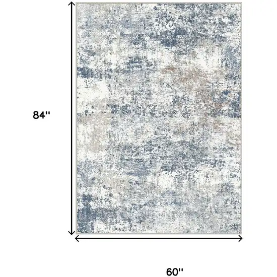 Blue And Ivory Abstract Washable Area Rug Photo 5