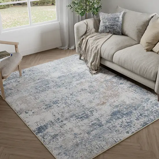 Blue And Red Abstract Washable Area Rug Photo 4