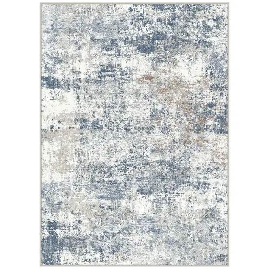 Blue And Ivory Abstract Washable Area Rug Photo 2