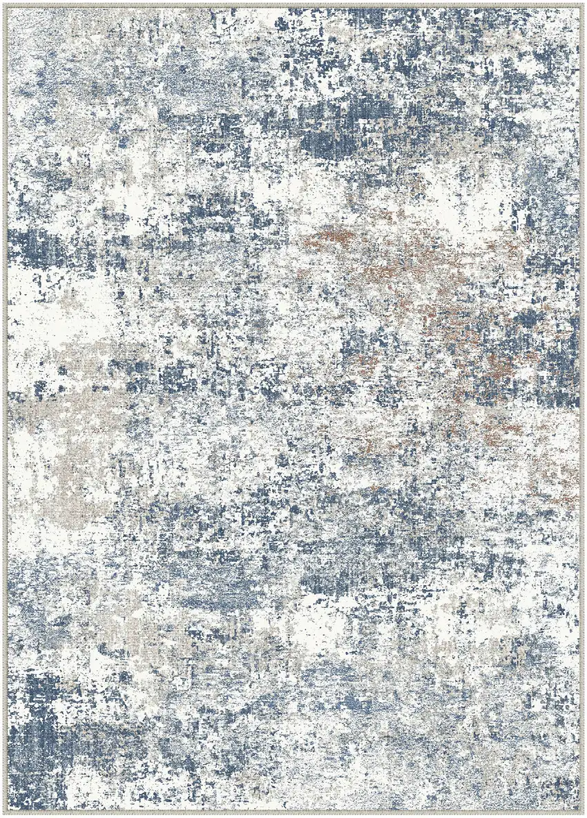 Blue And Red Abstract Washable Area Rug Photo 1