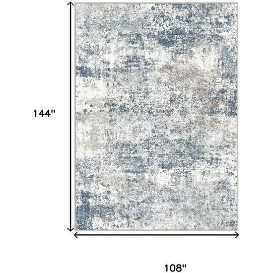 Blue And Ivory Abstract Washable Area Rug Photo 3