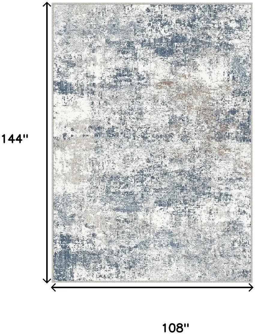 Blue And Ivory Abstract Washable Area Rug Photo 3