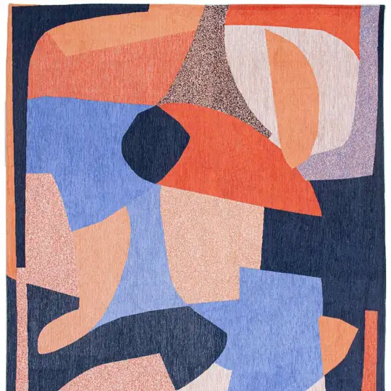 Blue And Red Abstract Washable Area Rug Photo 3