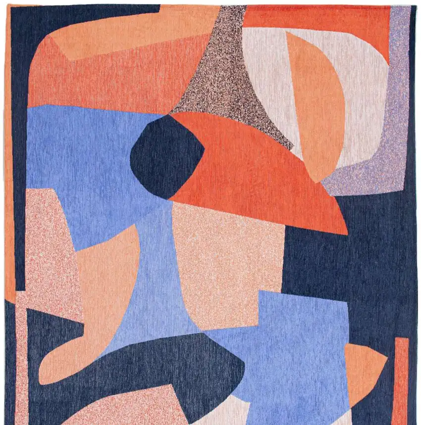 Blue And Red Abstract Washable Area Rug Photo 3