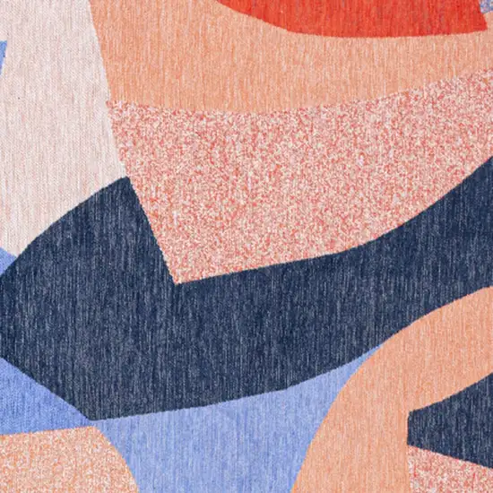 Blue And Red Abstract Washable Area Rug Photo 8