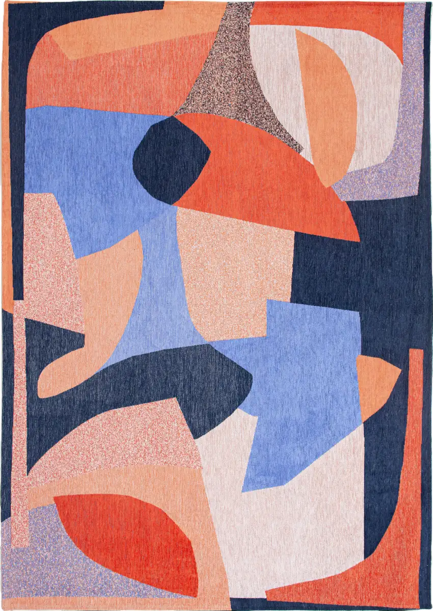 Blue And Red Abstract Washable Area Rug Photo 2