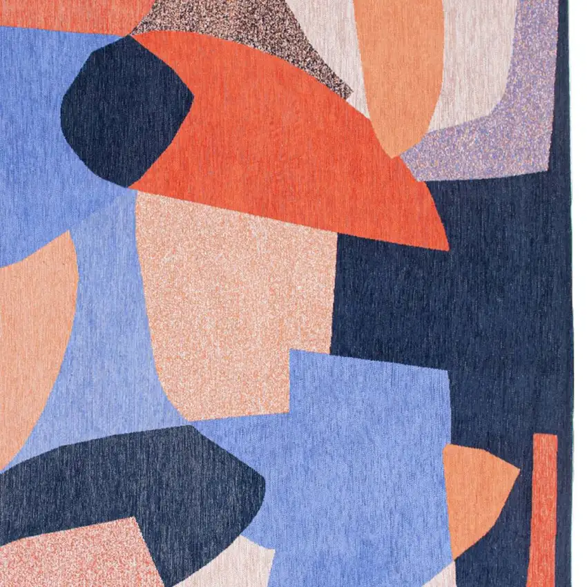 Blue And Red Abstract Washable Area Rug Photo 3