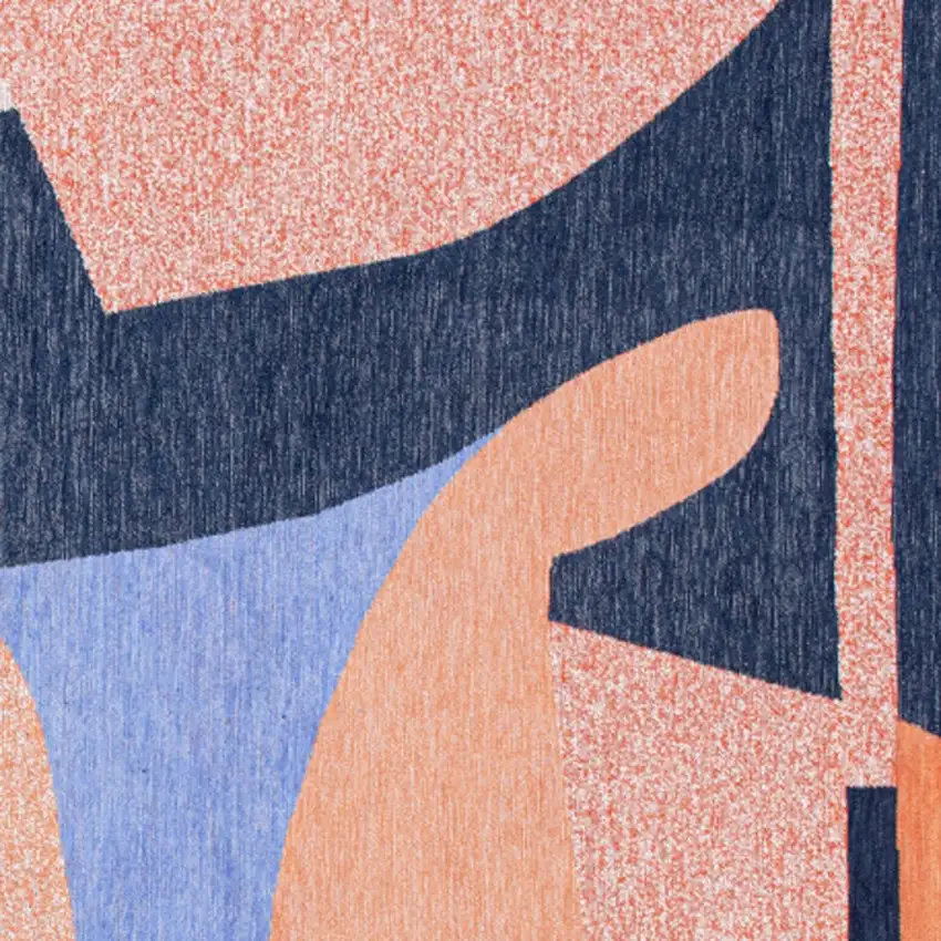 Blue And Red Abstract Washable Area Rug Photo 8