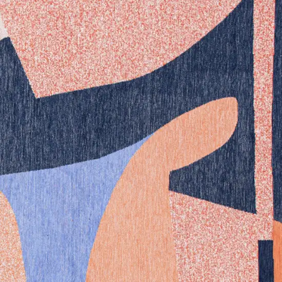 Blue And Red Abstract Washable Area Rug Photo 8