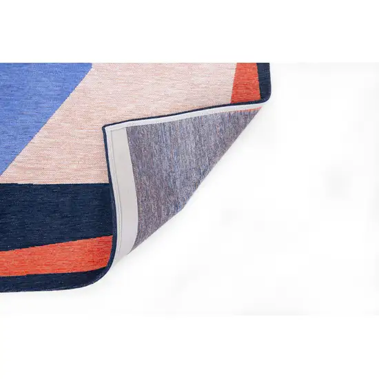 Blue And Red Abstract Washable Area Rug Photo 6