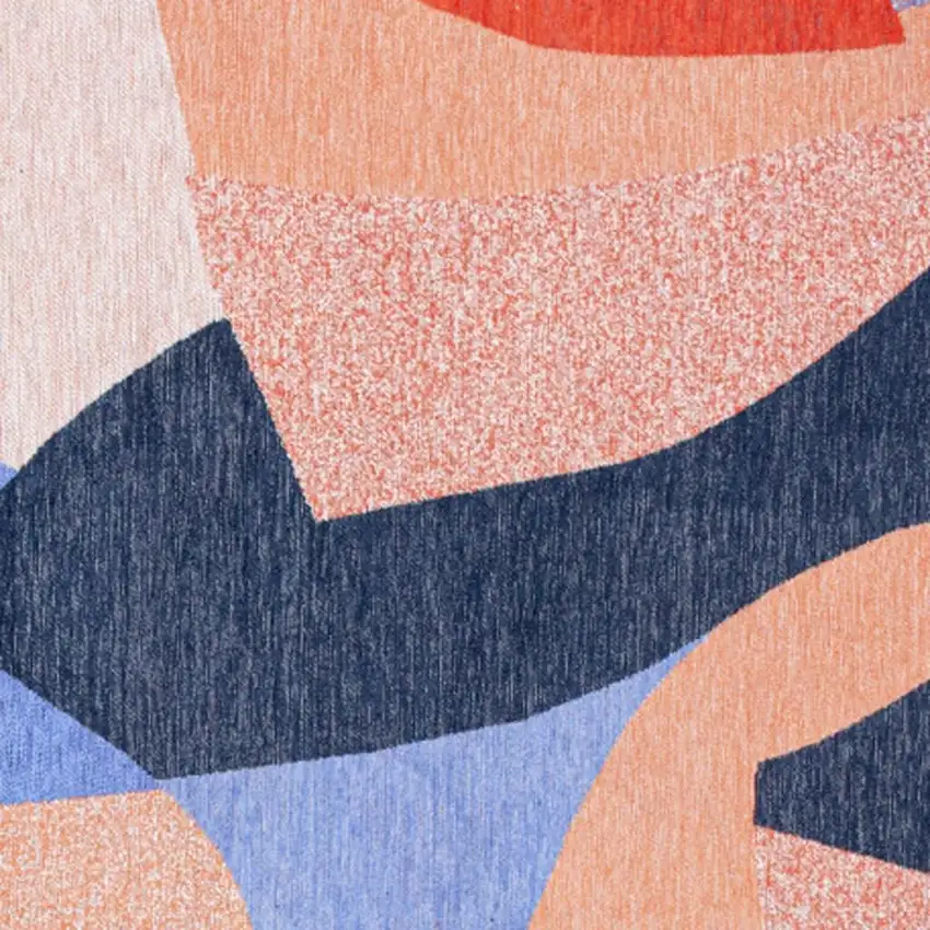 Blue And Red Abstract Washable Area Rug Photo 3