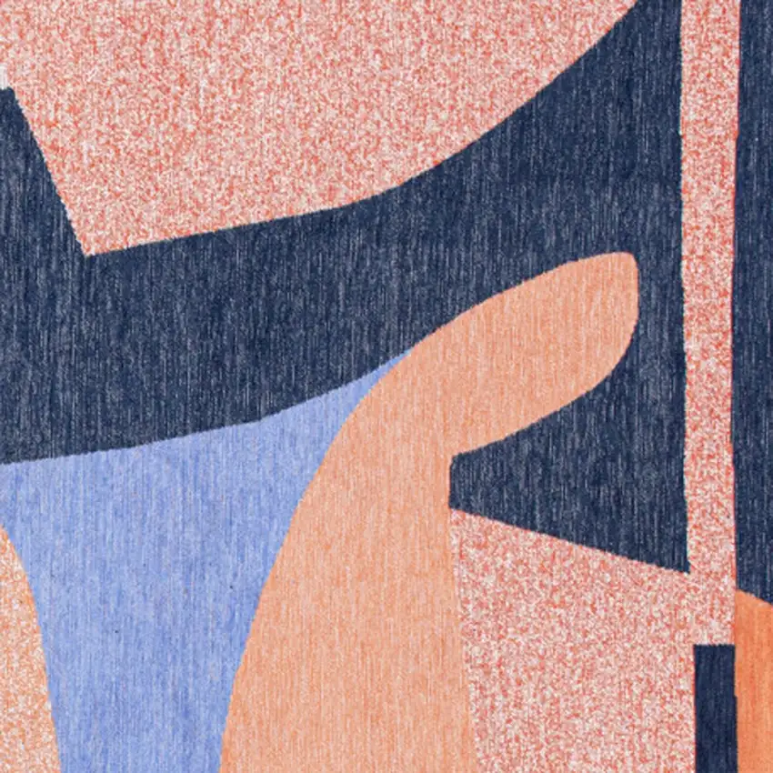 Blue And Red Abstract Washable Area Rug Photo 8