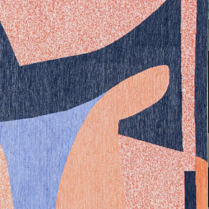 Blue And Red Abstract Washable Area Rug Photo 8