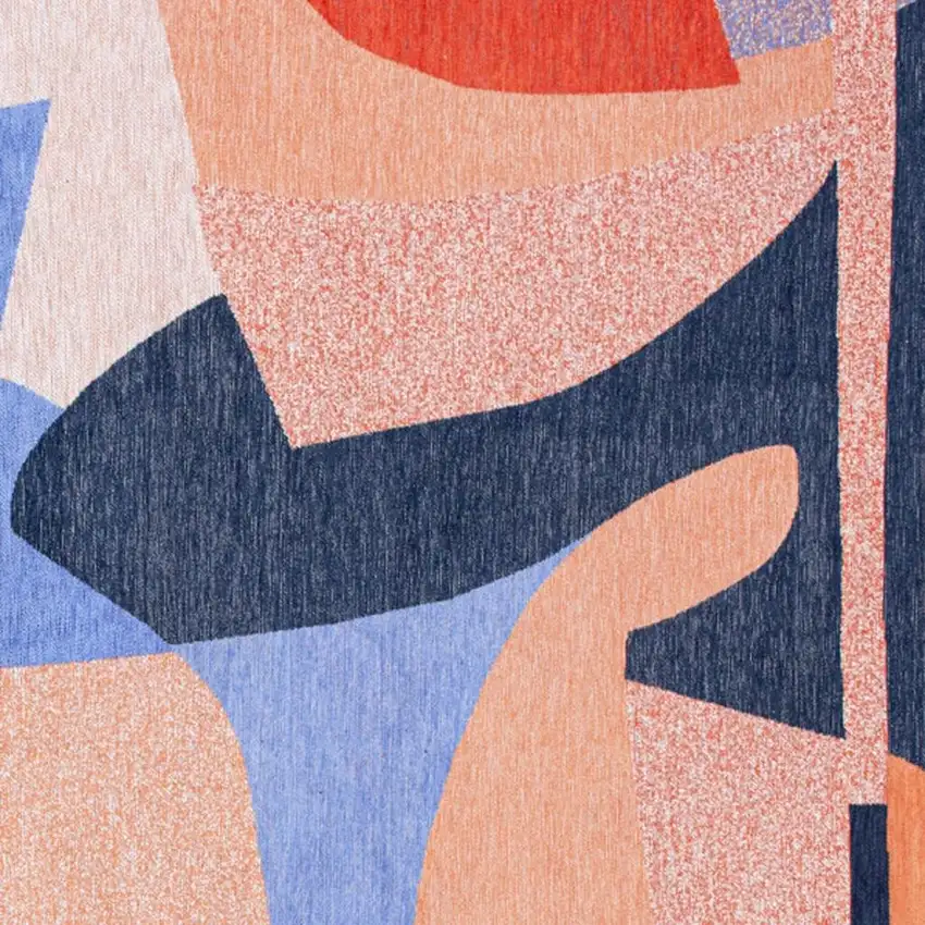 Blue And Red Abstract Washable Area Rug Photo 4