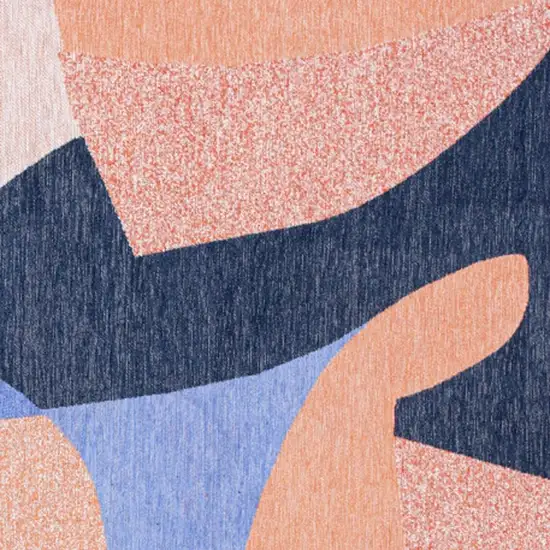 Blue And Red Abstract Washable Area Rug Photo 3