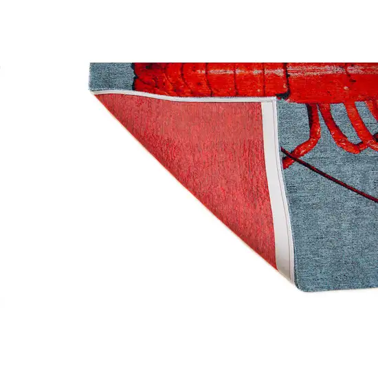 Blue And Red Abstract Washable Area Rug Photo 9