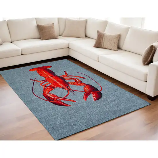 Blue And Red Abstract Washable Area Rug Photo 1