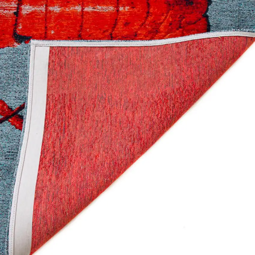 Blue And Red Abstract Washable Area Rug Photo 8