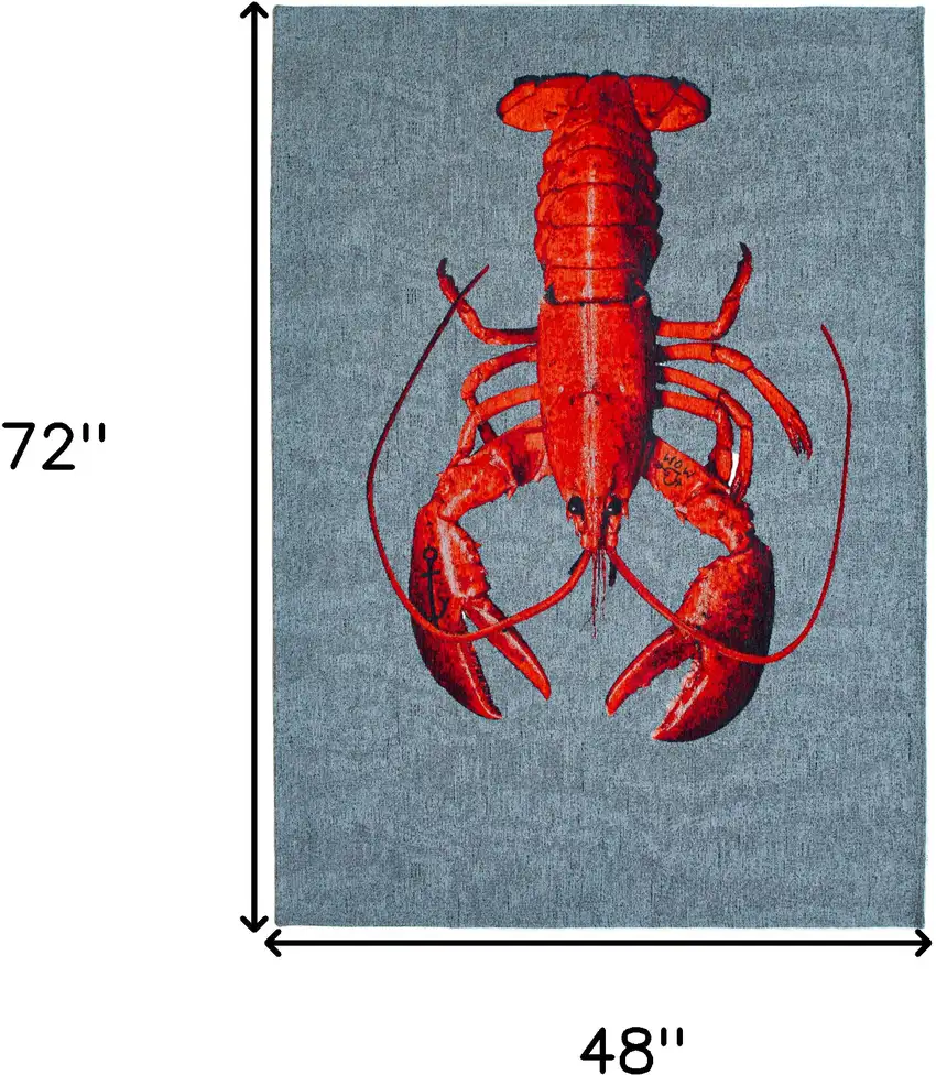 Blue And Red Abstract Washable Area Rug Photo 5