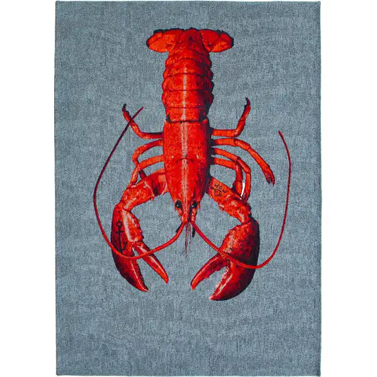 Blue And Red Abstract Washable Area Rug Photo 2