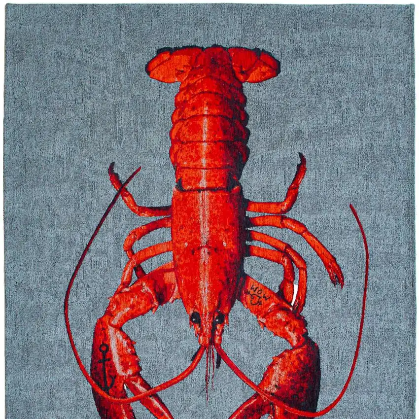 Blue And Red Abstract Washable Area Rug Photo 4