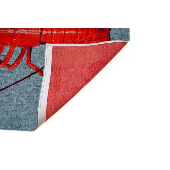 Blue And Red Abstract Washable Area Rug Photo 8