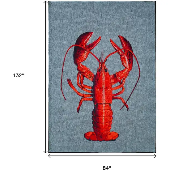 Blue And Red Abstract Washable Area Rug Photo 9