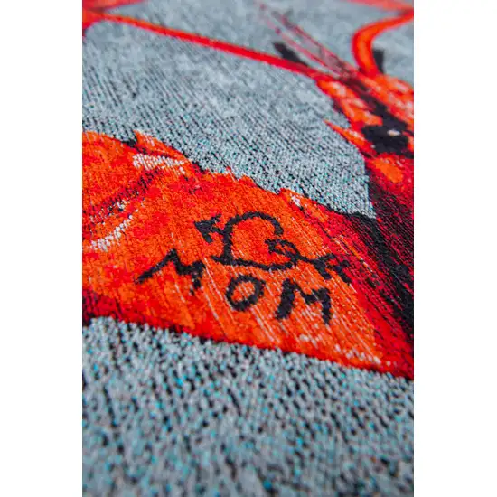 Blue And Red Abstract Washable Area Rug Photo 6