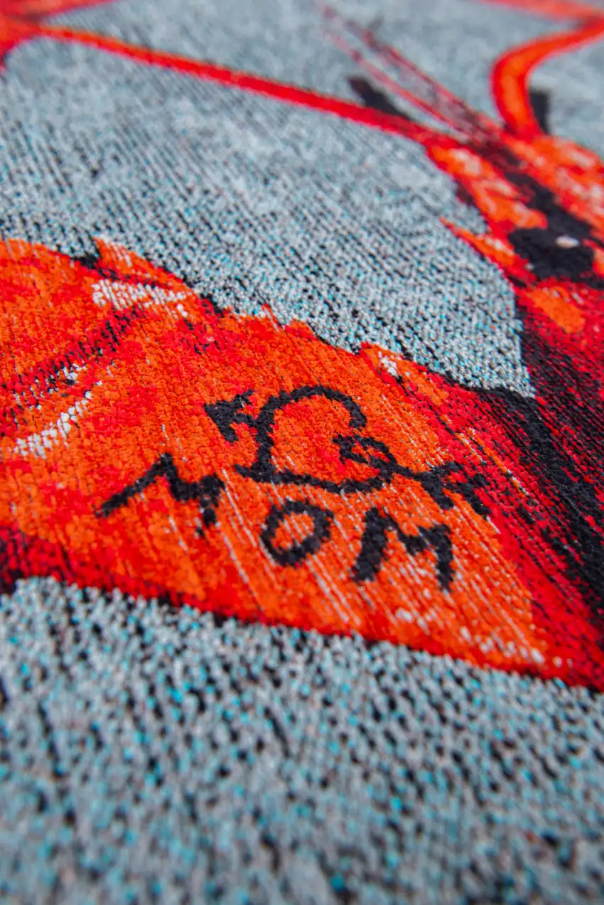 Blue And Red Abstract Washable Area Rug Photo 6