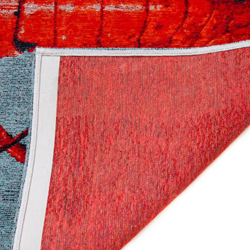 Blue And Red Abstract Washable Area Rug Photo 7