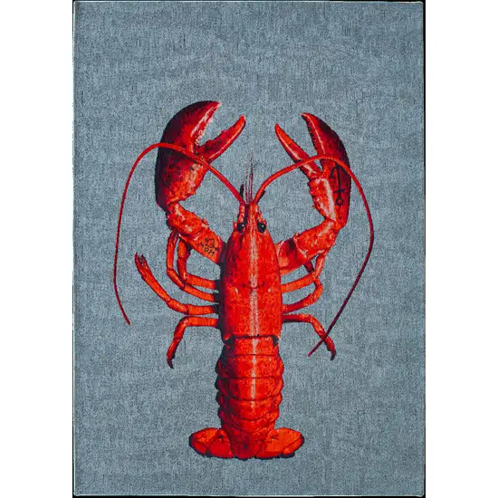 Blue And Red Abstract Washable Area Rug Photo 1