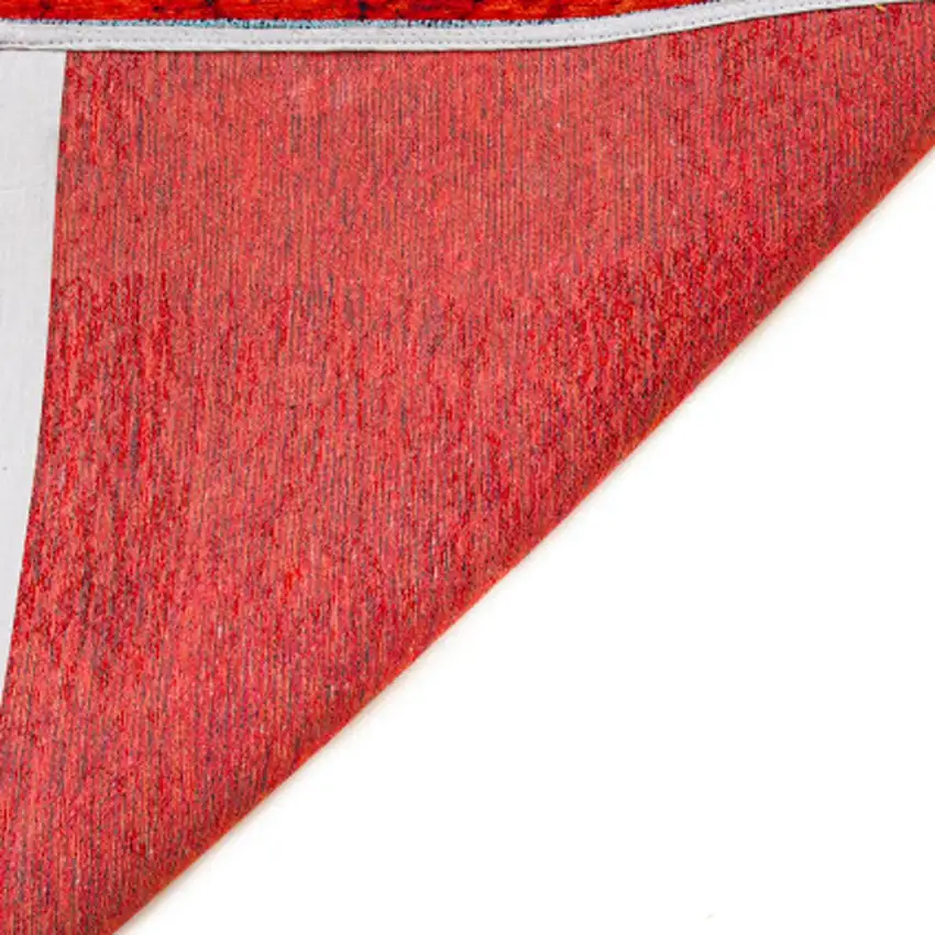 Blue And Red Abstract Washable Area Rug Photo 7