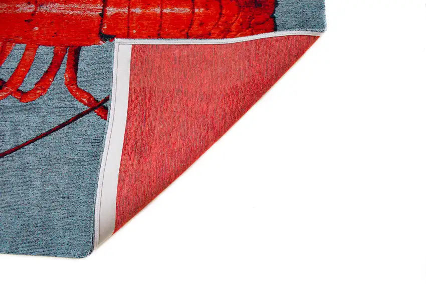 Blue And Red Abstract Washable Area Rug Photo 5