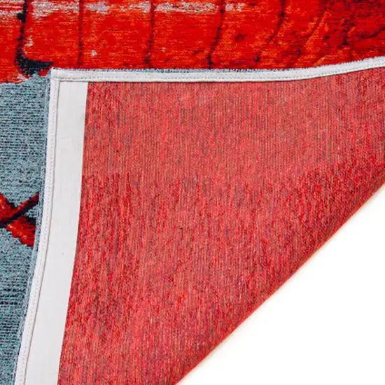 Blue And Red Abstract ,Washable, Area Rug Photo 7