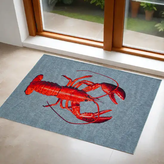 Blue And Red Abstract ,Washable, Area Rug Photo 1