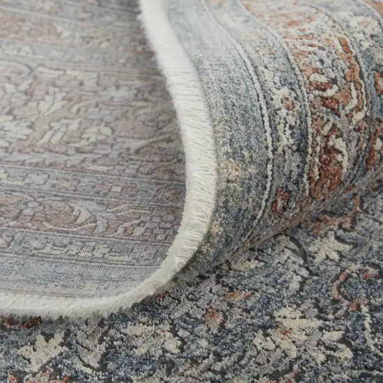 Blue Beige And Red Floral Area Rug Photo 8