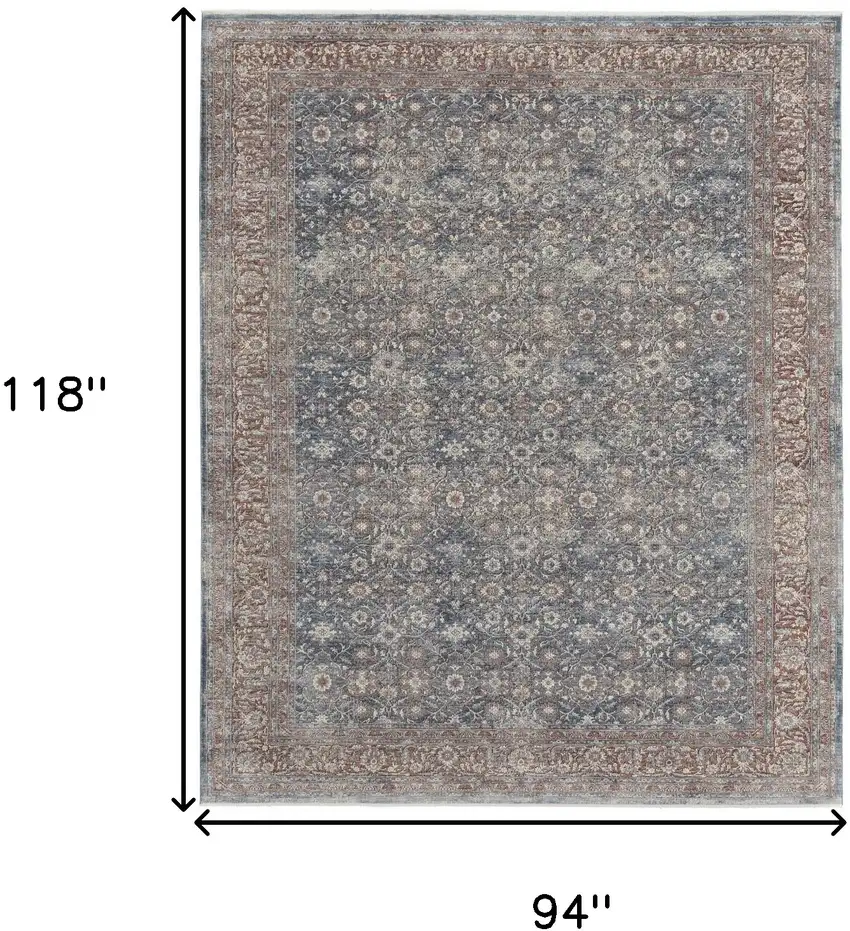 Blue And Red Floral Power Loom Stain Resistant Area Rug Photo 10