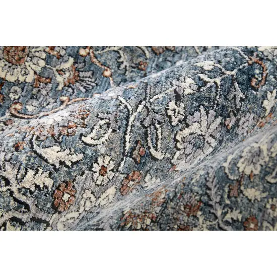 Blue Beige And Red Floral Area Rug Photo 9