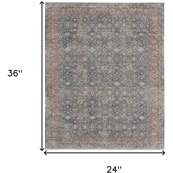 Blue Beige And Red Floral Area Rug Photo 3