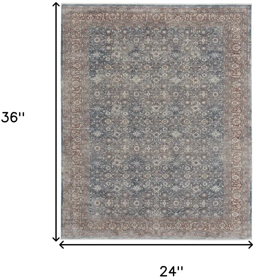 Blue Beige And Red Floral Area Rug Photo 3